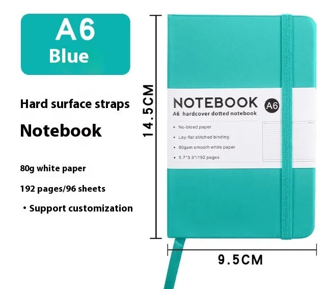 A5 diary notebook with soft skin-feel PU leather cover, strap closure, and horizontal line inner pages
