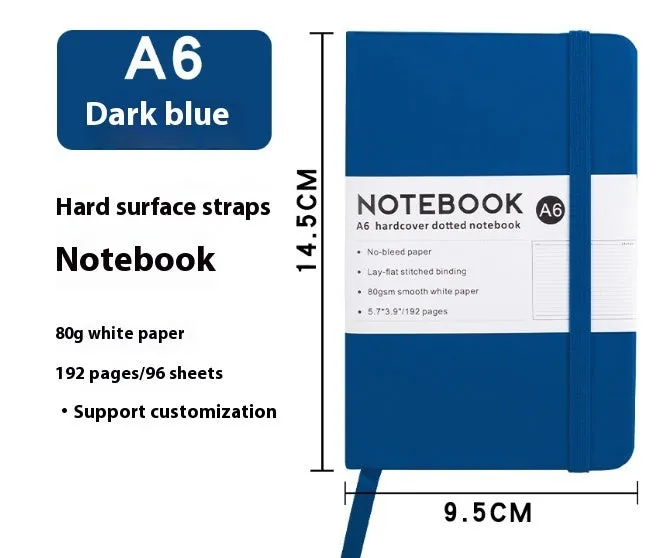 A5 diary notebook with soft skin-feel PU leather cover, strap closure, and horizontal line inner pages