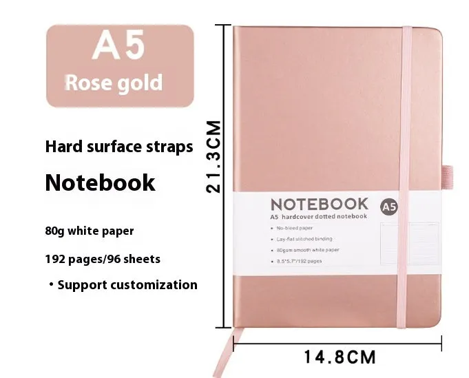 A5 diary notebook with soft skin-feel PU leather cover, strap closure, and horizontal line inner pages