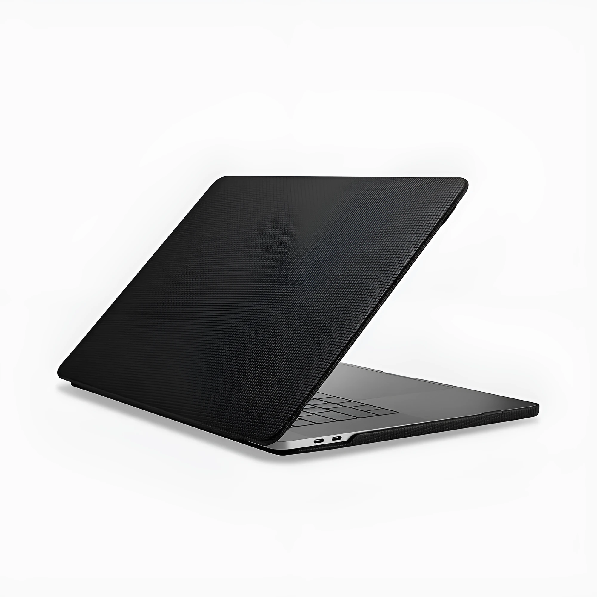 Ultra-thin first layer cowhide leather protective sleeve for Apple notebook, black, cross pattern texture