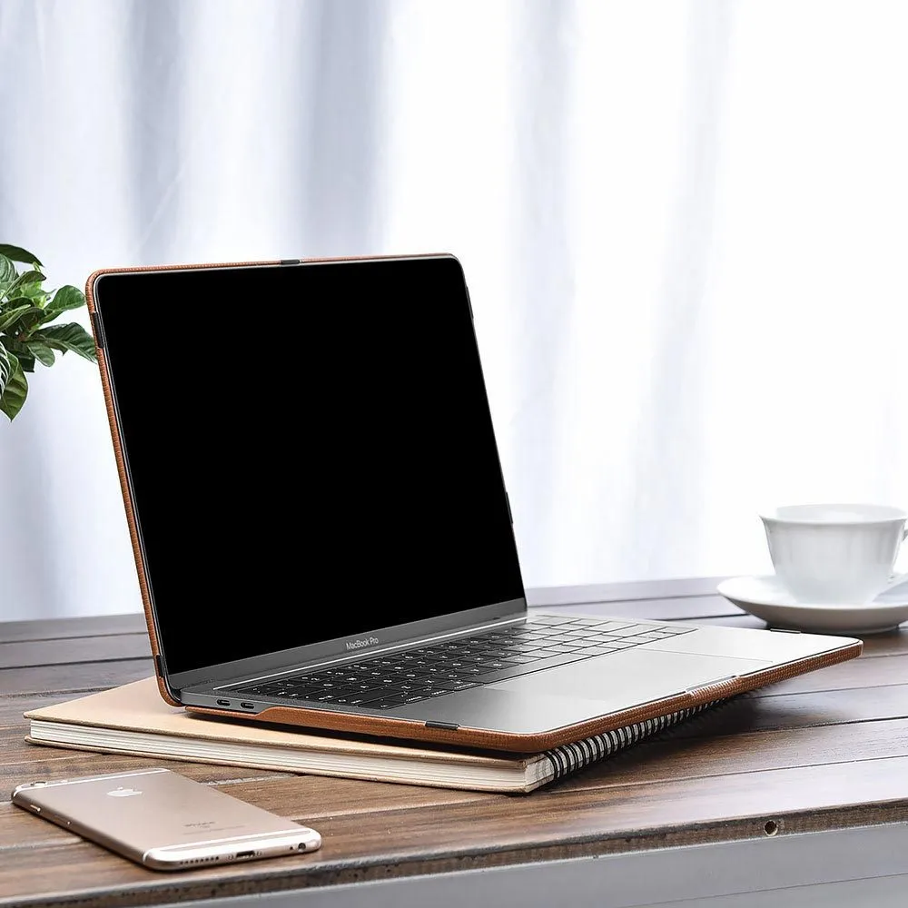 Ultra-thin first layer cowhide leather protective sleeve for Apple notebook, black, cross pattern texture