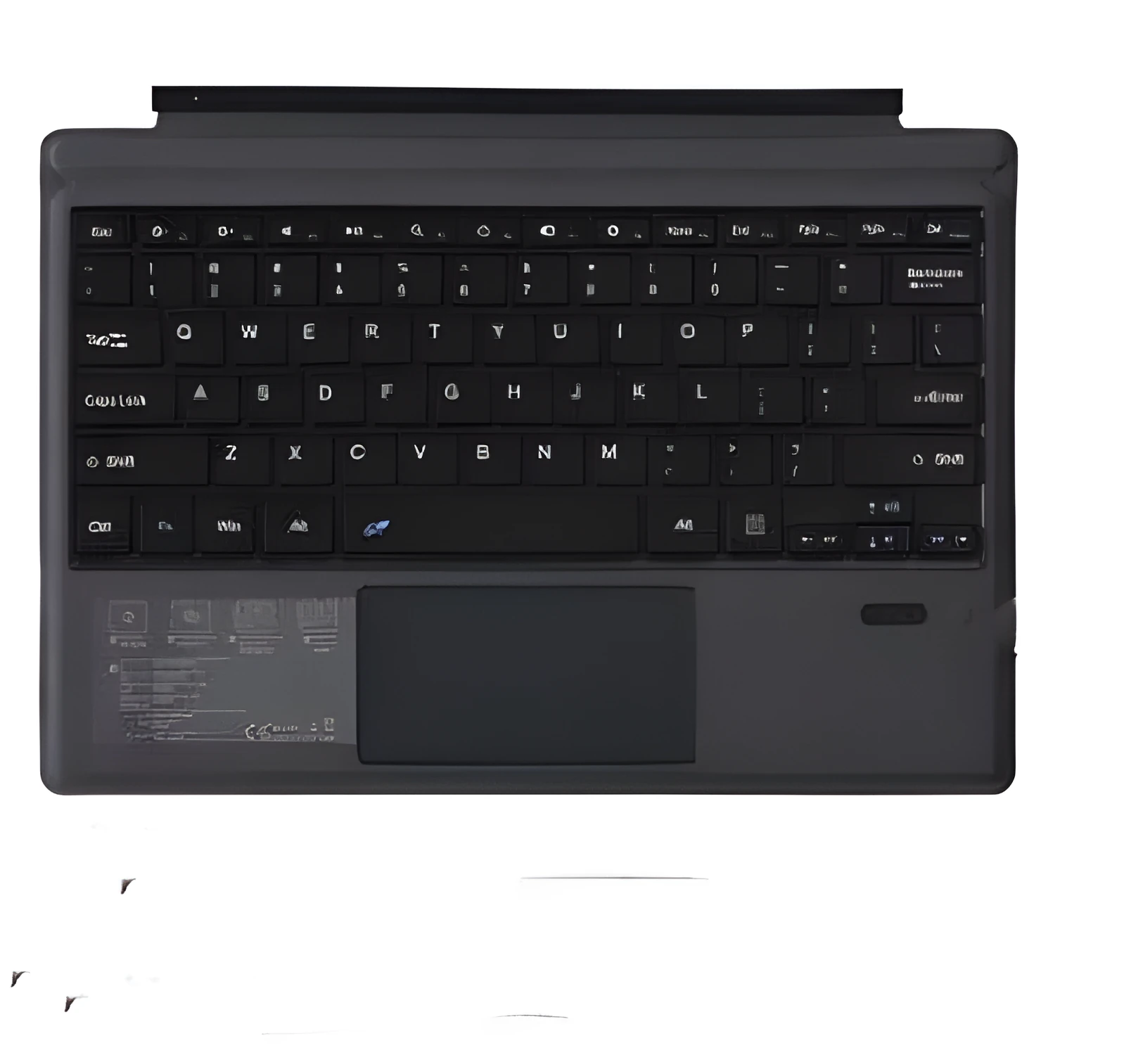 Black wireless Bluetooth acrylic keyboard for Microsoft Surface Pro 3-7 and Go2, 38cm wide