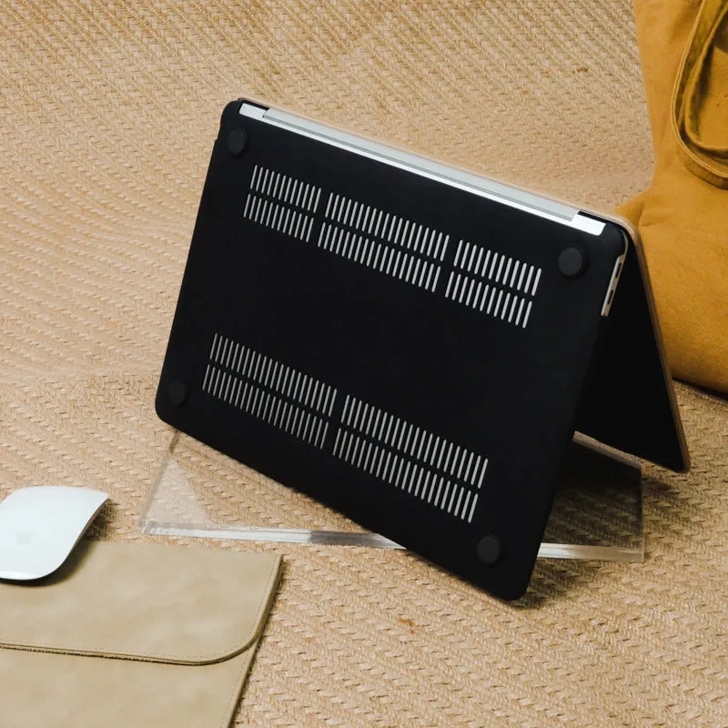 Cocoa brown suede laptop sleeve open showing interior, compatible with MacBook Air and Pro models 11 to 16 inch