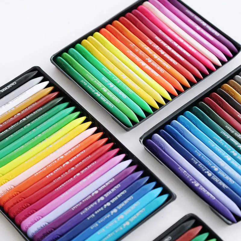 Carton pack of 24 plastic crayons in various colours, each 12.8cm long