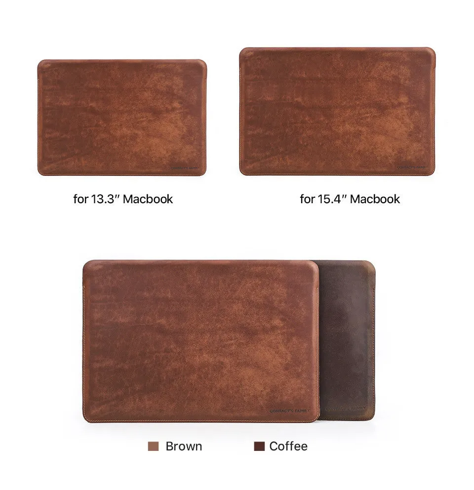 Brown Crazy Horse leather laptop bag for MacBook Pro 13.3 inch horizontal style