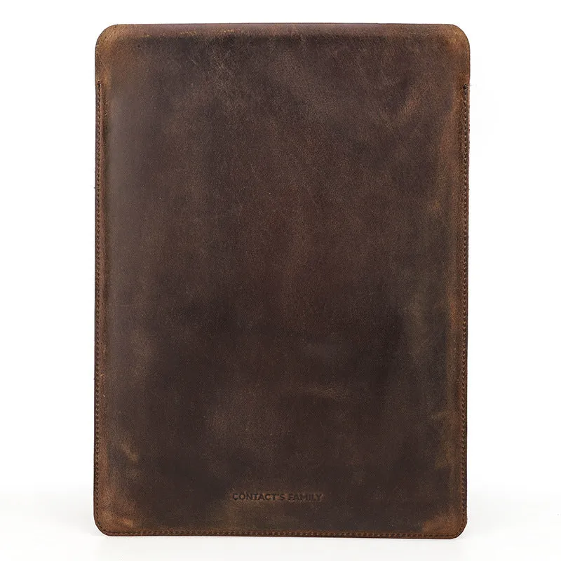 Brown Crazy Horse leather laptop bag for MacBook Pro 13.3 inch horizontal style