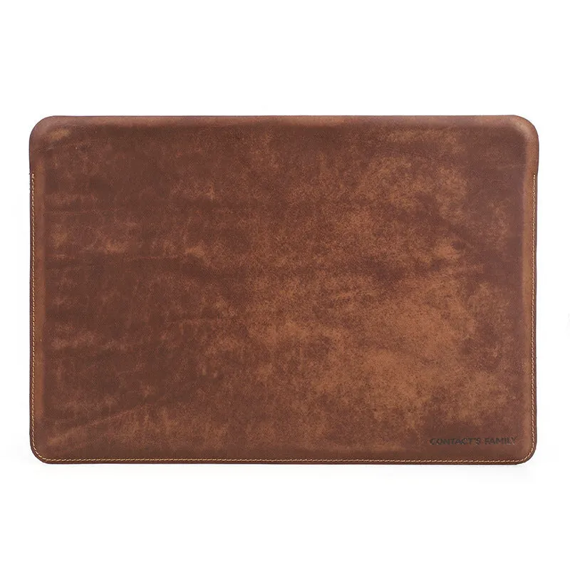 Brown Crazy Horse leather laptop bag for MacBook Pro 13.3 inch horizontal style