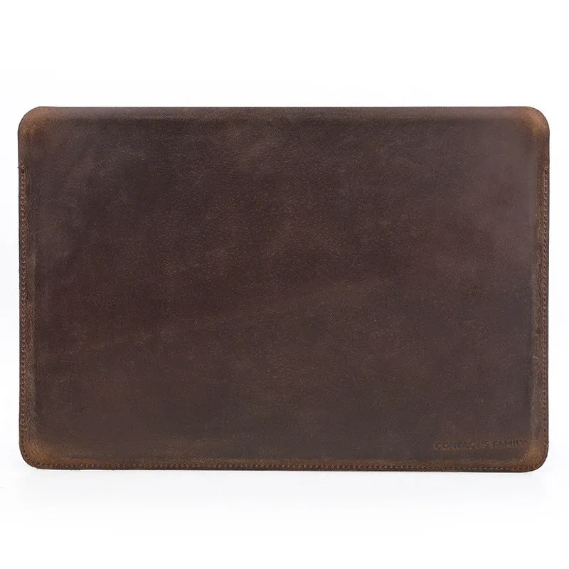 Brown Crazy Horse leather laptop bag for MacBook Pro 13.3 inch horizontal style