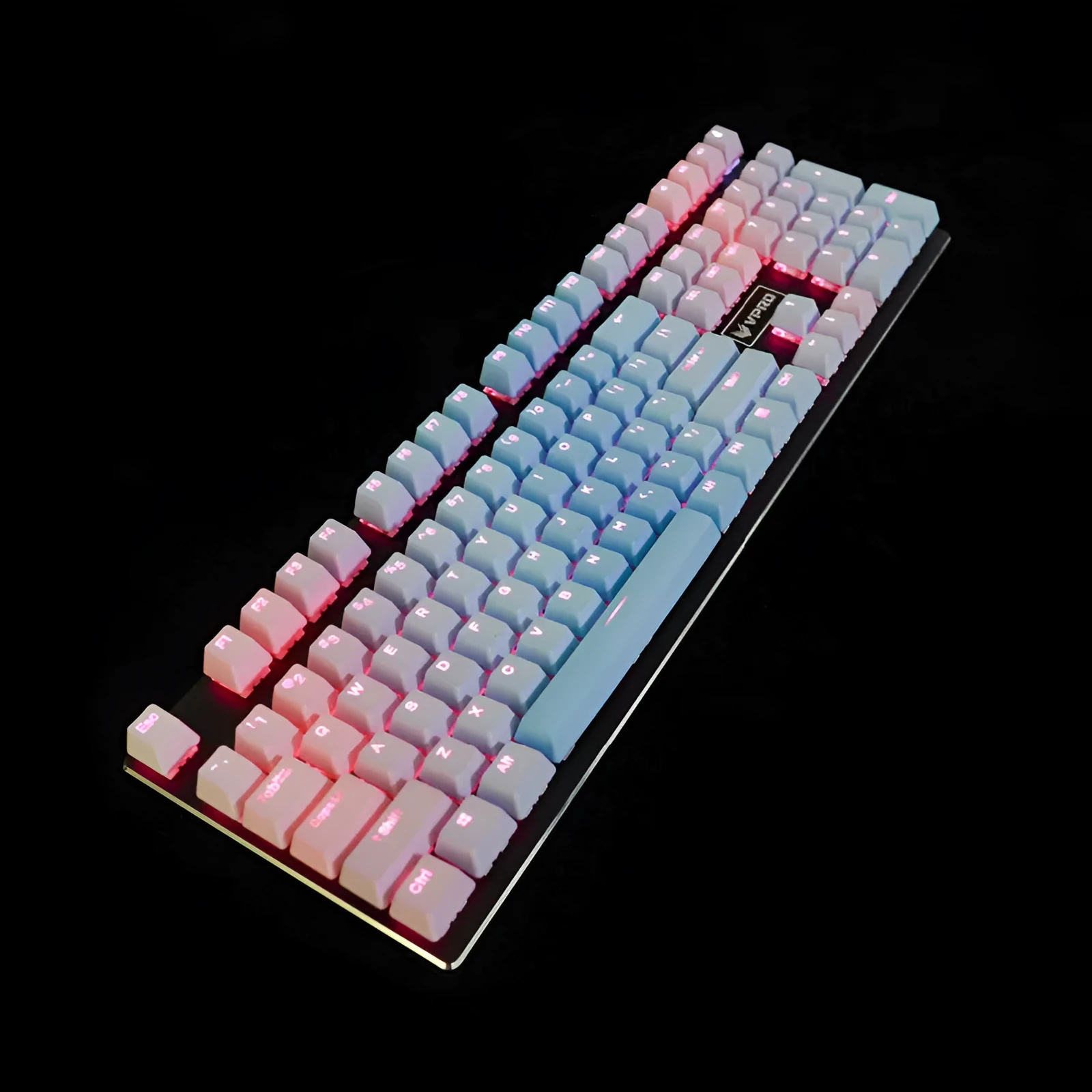 109-key PBT double-shot dip-dye keycap set with OEM profile, positive engraving, six colour styles including rainbow gradient and blue enchantress