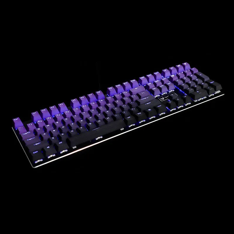 109-key PBT double-shot dip-dye keycap set with OEM profile, positive engraving, six colour styles including rainbow gradient and blue enchantress