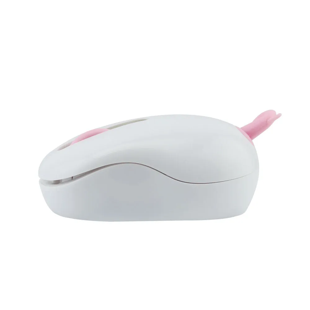 Pink wireless silent mouse with compact design and USB receiver for laptop use