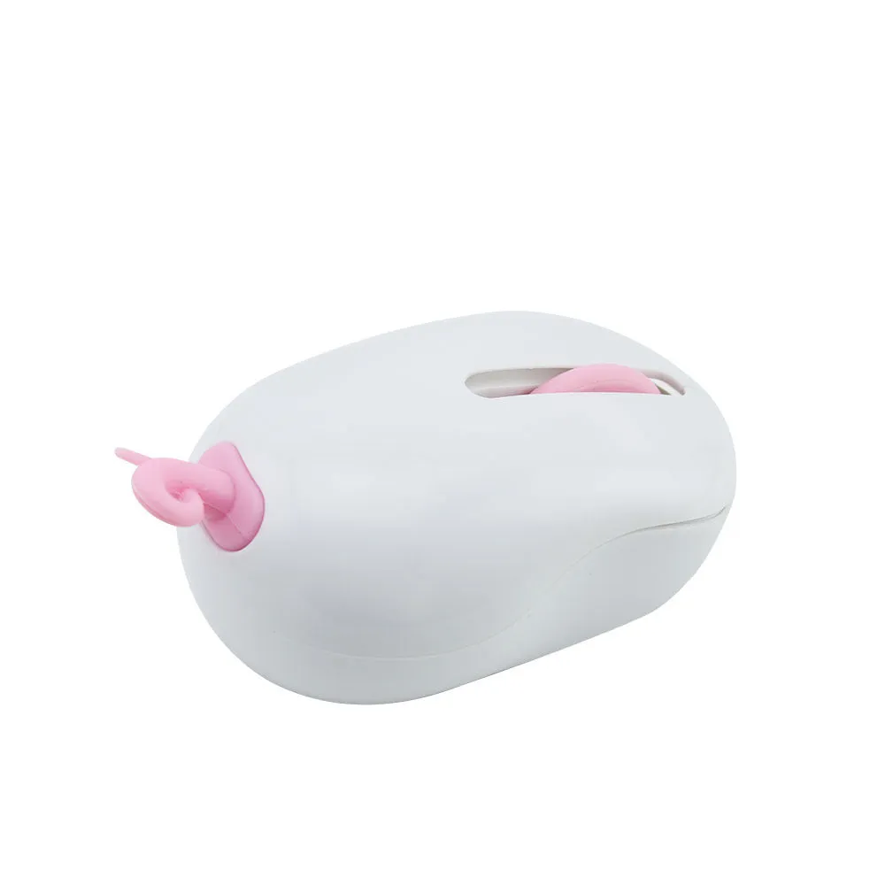 Pink wireless silent mouse with compact design and USB receiver for laptop use