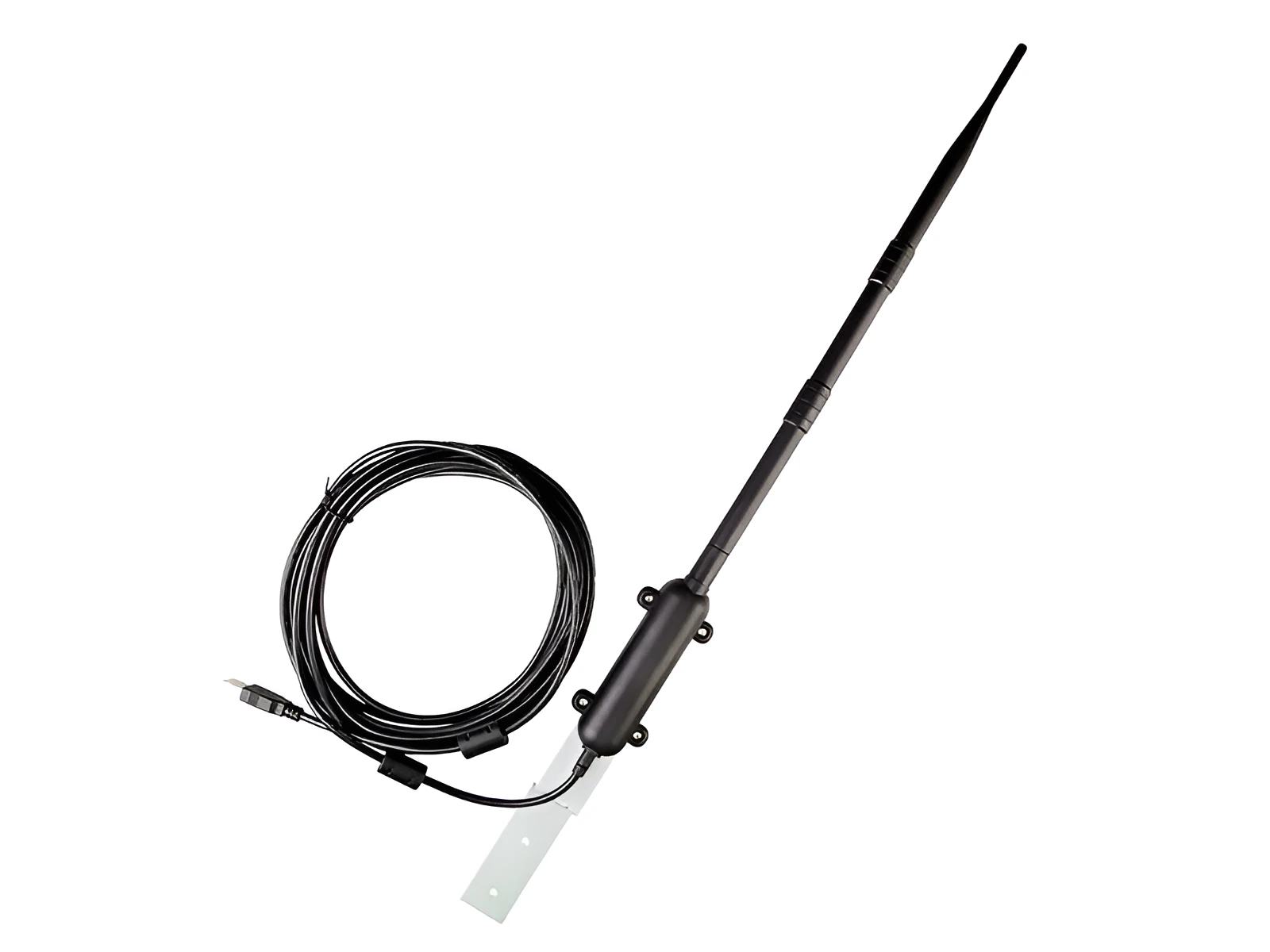 Black industrial-grade outdoor waterproof USB network card with 15DBI omnidirectional antenna for 3000 metre range