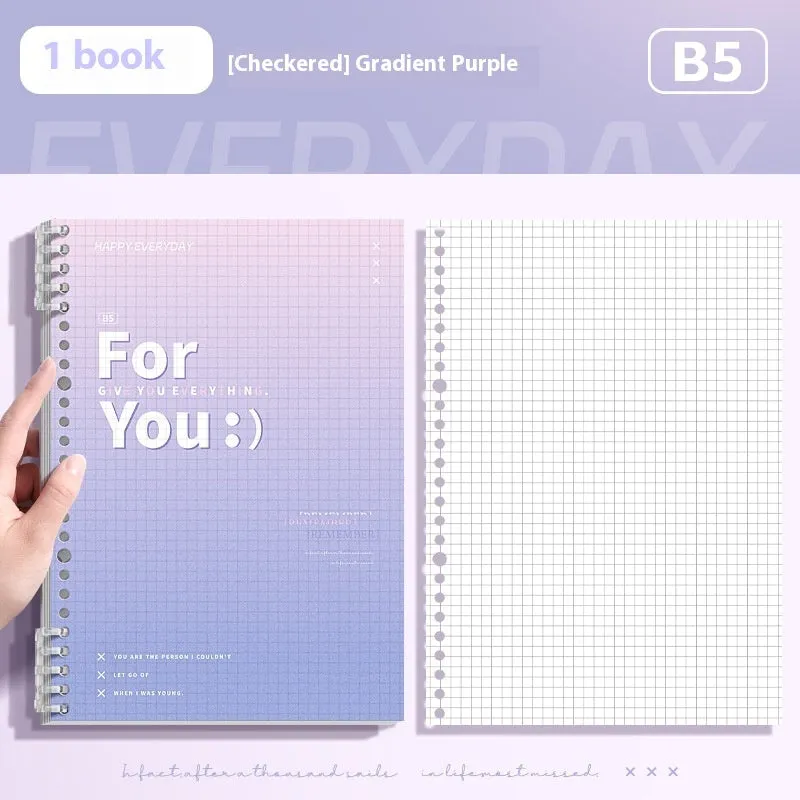 Removable coil gradient notepad with polypropylene cover in blue, green, pink or purple colour options