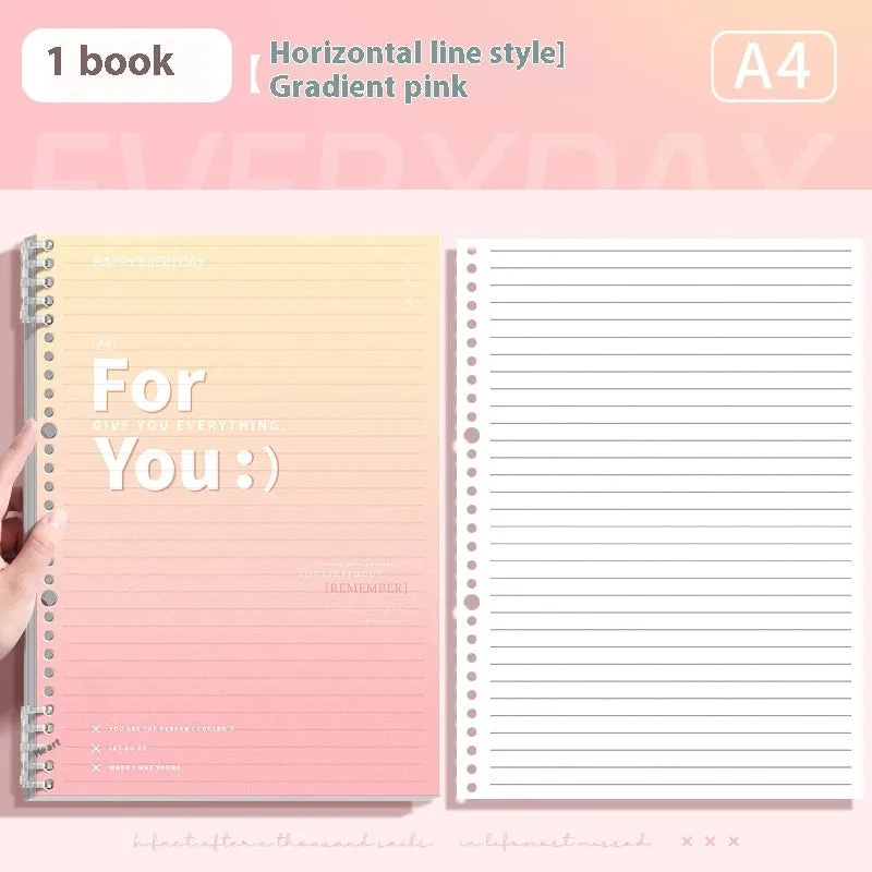 Removable coil gradient notepad with polypropylene cover in blue, green, pink or purple colour options