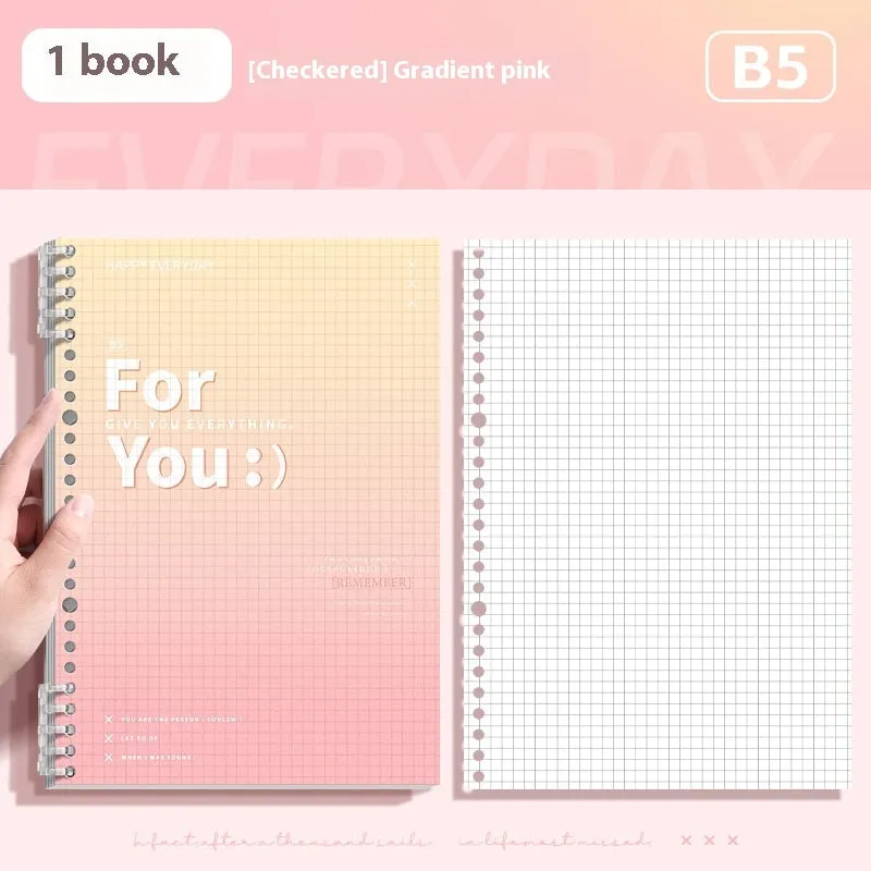 Removable coil gradient notepad with polypropylene cover in blue, green, pink or purple colour options