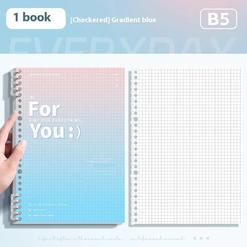 Removable coil gradient notepad with polypropylene cover in blue, green, pink or purple colour options