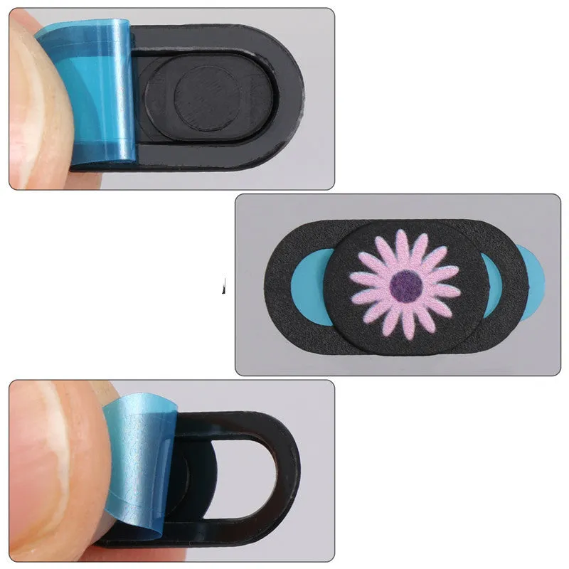 Black ABS laptop webcam privacy slider cover with adhesive backing, 1.5 cm long