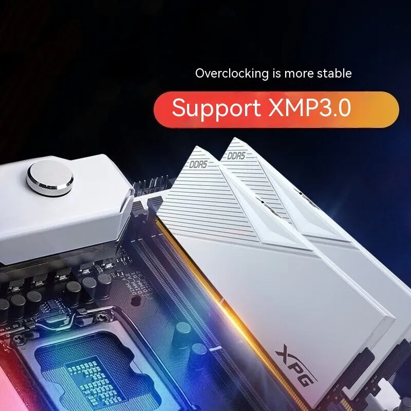 White single DDR5 desktop gaming memory module with 16G or 32G capacity and 6000 or 6400MHz speed options