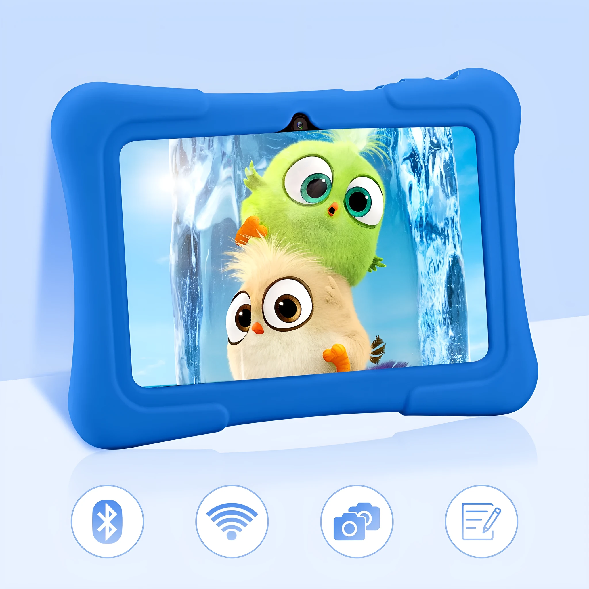 7-inch children's tablet with Full HD IPS screen in blue colour, showing display