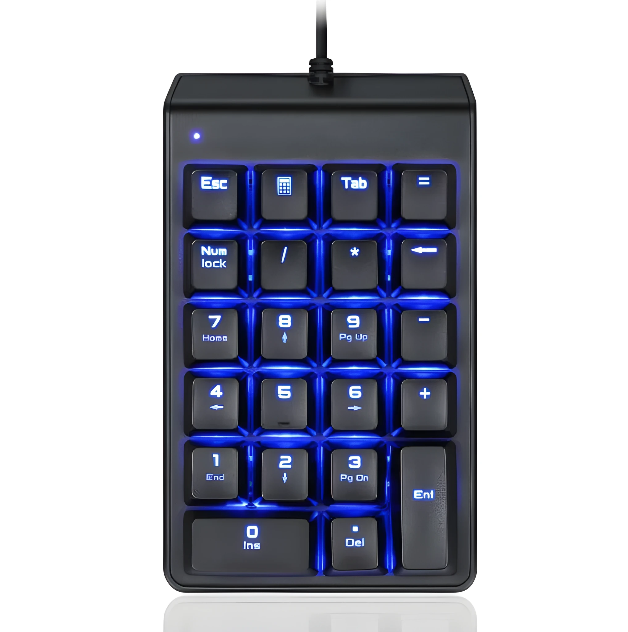 MOTOSPEED K22 22-key mechanical numeric keypad with red switches and adjustable LED backlight, wired USB connection