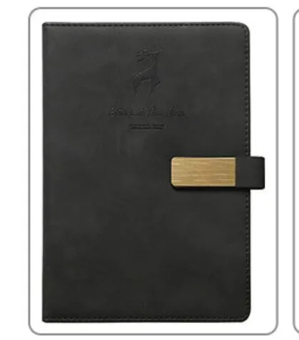 Deer Head Notebook with PU leather cover embossed and gold stamped, open to paper pages