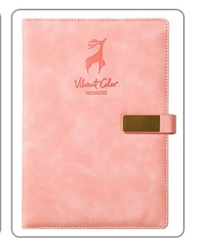 Deer Head Notebook with PU leather cover embossed and gold stamped, open to paper pages