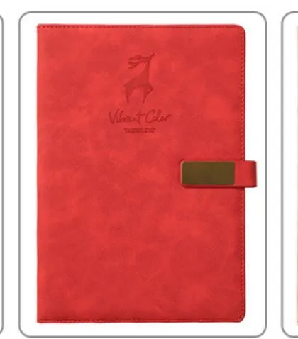 Deer Head Notebook with PU leather cover embossed and gold stamped, open to paper pages