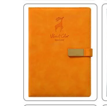 Deer Head Notebook with PU leather cover embossed and gold stamped, open to paper pages