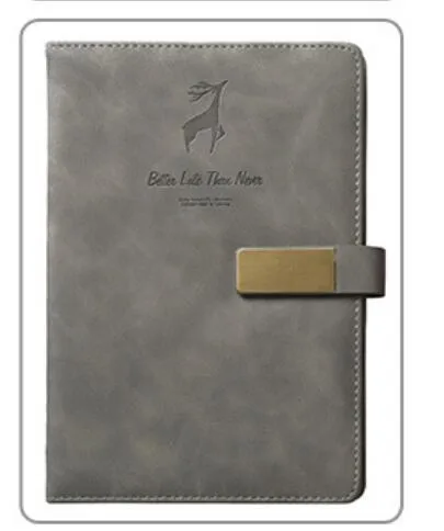 Deer Head Notebook with PU leather cover embossed and gold stamped, open to paper pages
