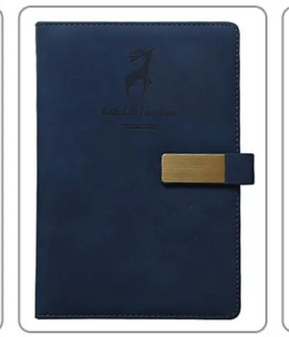 Deer Head Notebook with PU leather cover embossed and gold stamped, open to paper pages