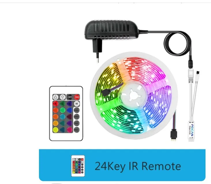 24-key mini Bluetooth DC header RGB controller for 5050 LED strip lights with 5-24V input and non-waterproof design