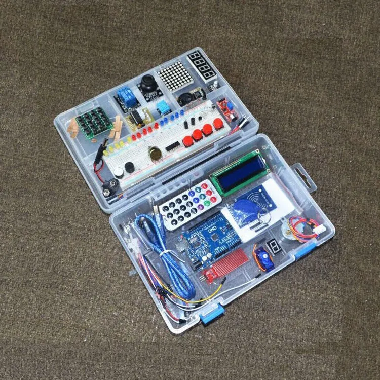 RFID upgraded Arduino starter kit with stepper motor, breadboard, and 33 modules for UNO R3
