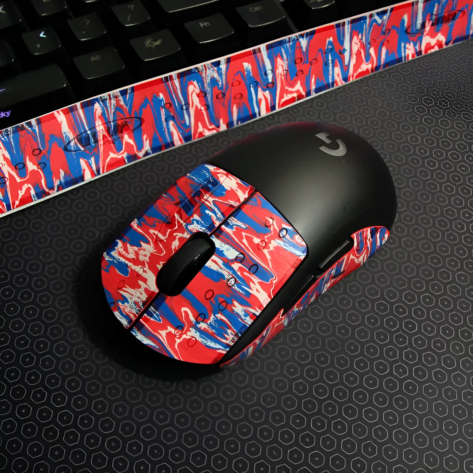 Second generation GPX mouse anti-skid sticker grip tape for mouse buttons in black grey
