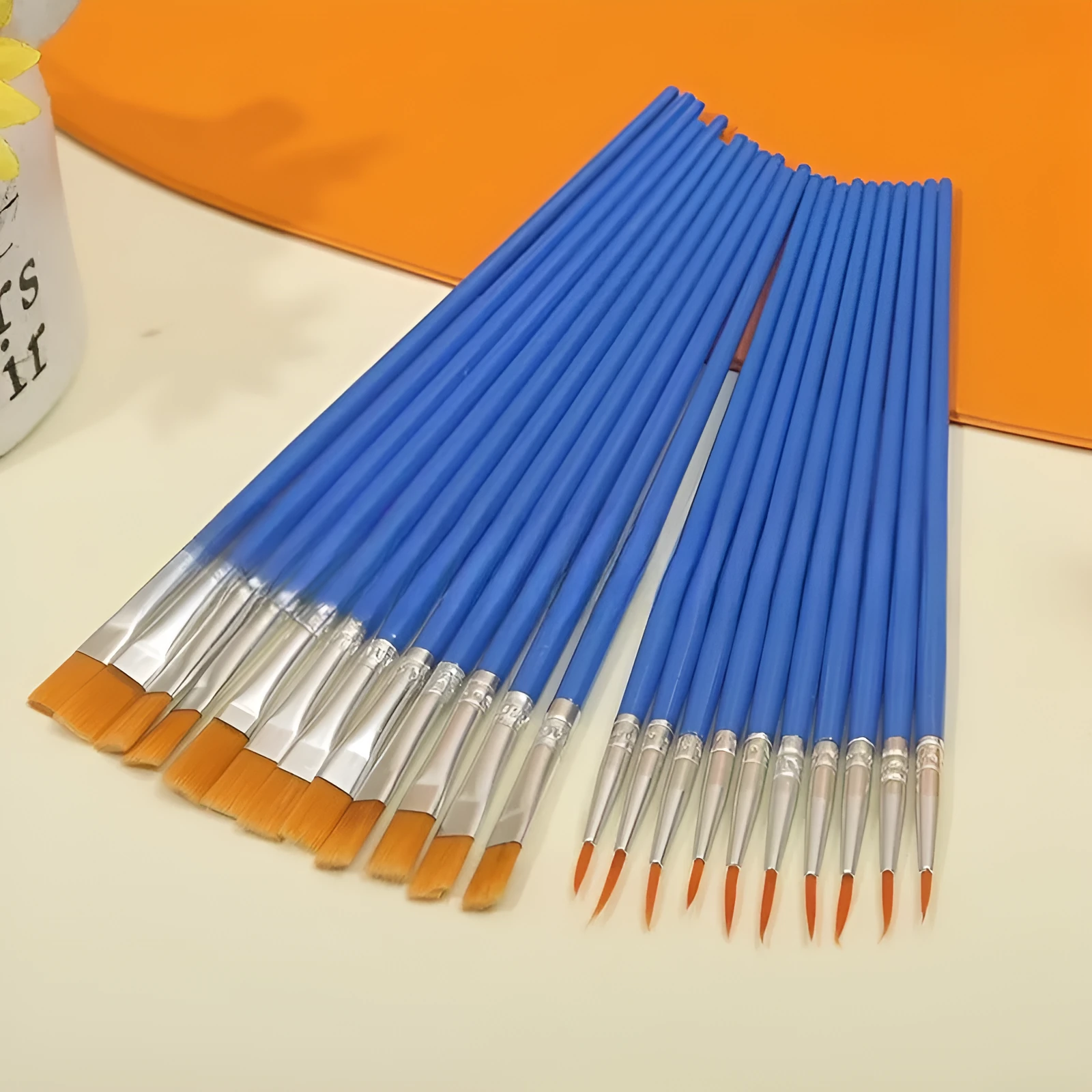 Children's graphic art gouache pen set with flat pen and hook line pen on white background