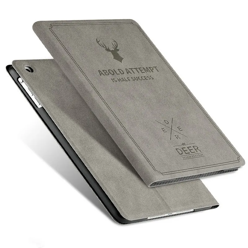 Flat protective cover for iPad in clamshell style, imitation leather exterior, PC inner shell