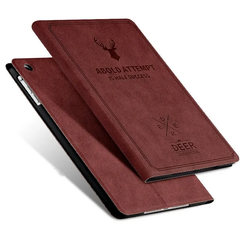 Flat protective cover for iPad in clamshell style, imitation leather exterior, PC inner shell