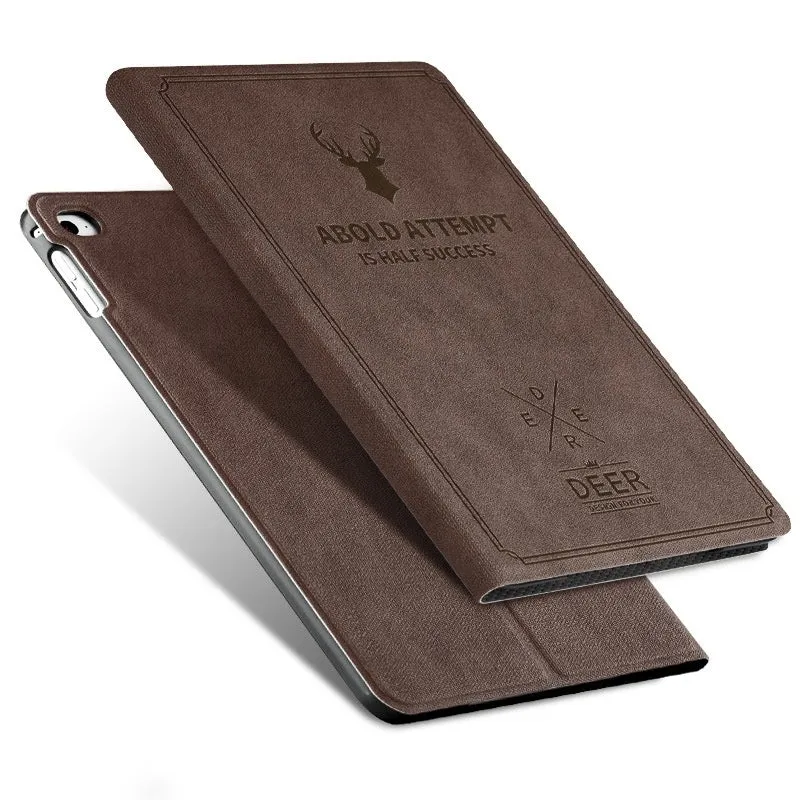 Flat protective cover for iPad in clamshell style, imitation leather exterior, PC inner shell