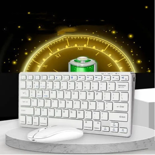 Wireless 2.4G charging silent keyboard mouse set, Bluetooth 3.0, 78 keys, silver white, boxed with mouse and manual