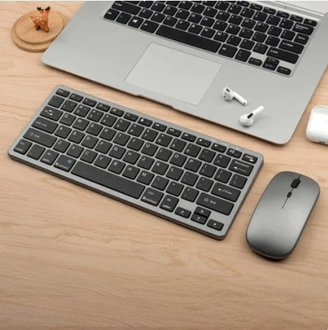 Wireless 2.4G charging silent keyboard mouse set, Bluetooth 3.0, 78 keys, silver white, boxed with mouse and manual