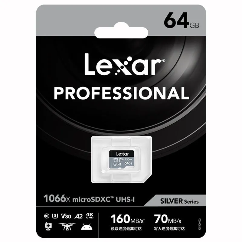 Lexar 1066x TF memory card 64GB to 512GB A2 U3 V30 high speed for 4K UAV and action camera