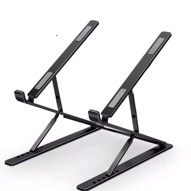 Double-layer aluminium alloy foldable laptop stand in silver with adjustable height up to 310 mm
