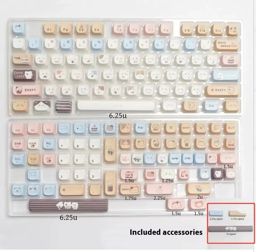 High Sea Salt Cat themed PBT key cap set for mechanical keyboards with sublimation printed designs and two colour suit options