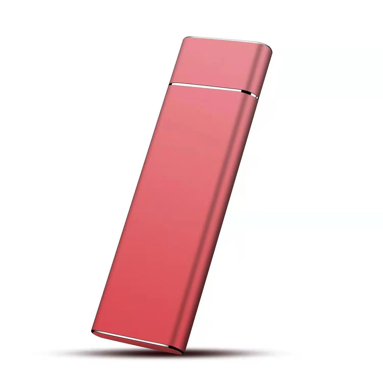 Silver aluminium alloy M.2 NGFF to USB 3.1 SSD mobile hard disk enclosure on a wooden desk