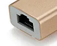 USB 3.0 to RJ45 Type-C Ethernet adapter hub in Champagne Gold, compact size 85x23.5x16.5mm