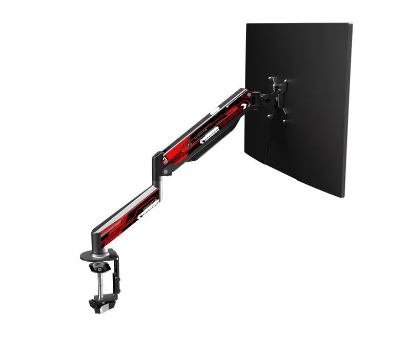 All steel rotating lifting monitor stand for 17-27 inch screens with keyhole fixture fixing, in black and white sticker finish