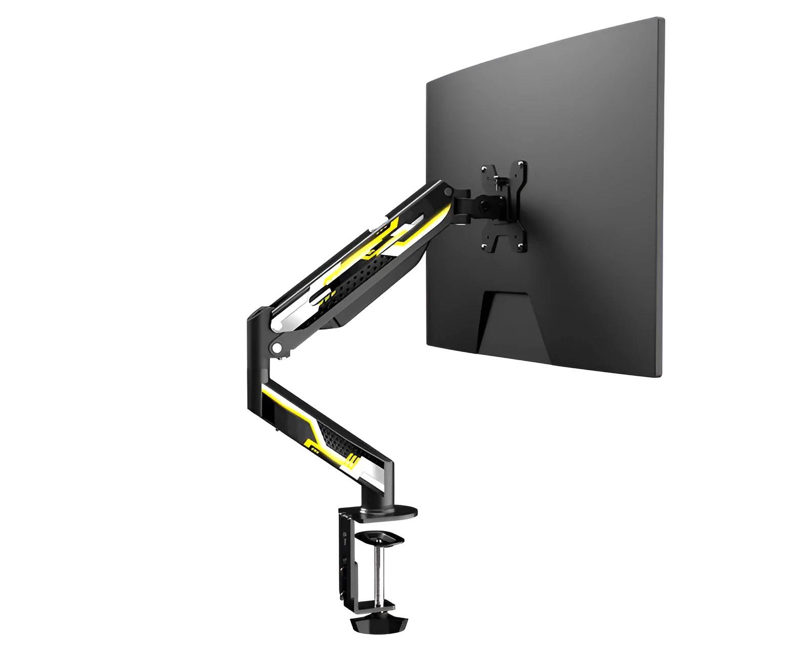 All steel rotating lifting monitor stand for 17-27 inch screens with keyhole fixture fixing, in black and white sticker finish