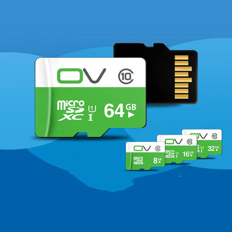 Class 10 high-speed memory card with 10 MB/s transfer rate in multiple capacities 8GB to 64GB