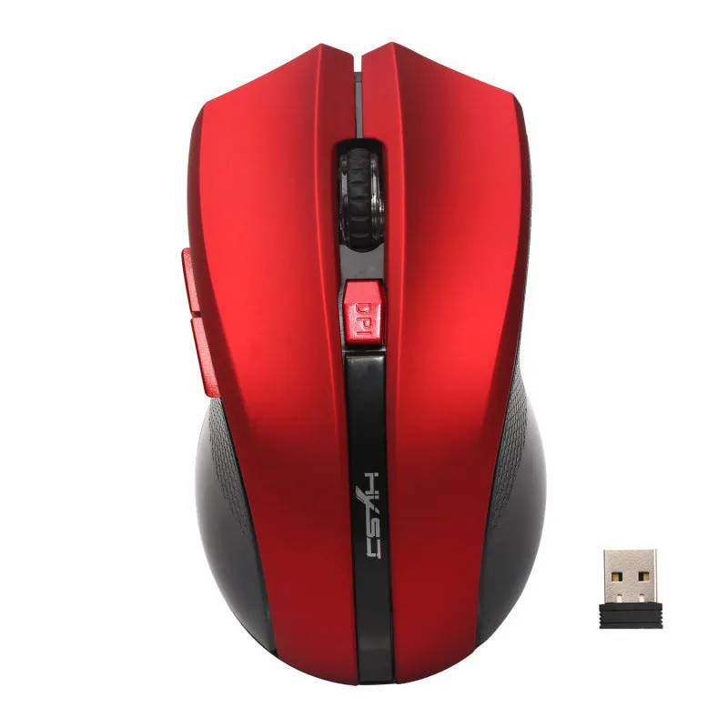 Wireless 2.4G optical mouse in black with ergonomic design and scroll wheel for laptop office use