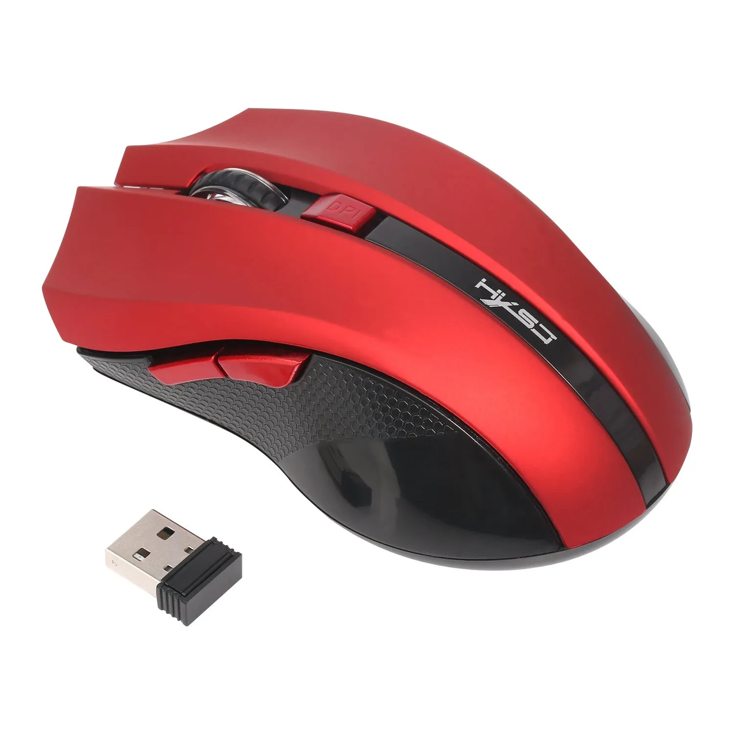 Wireless 2.4G optical mouse in black with ergonomic design and scroll wheel for laptop office use